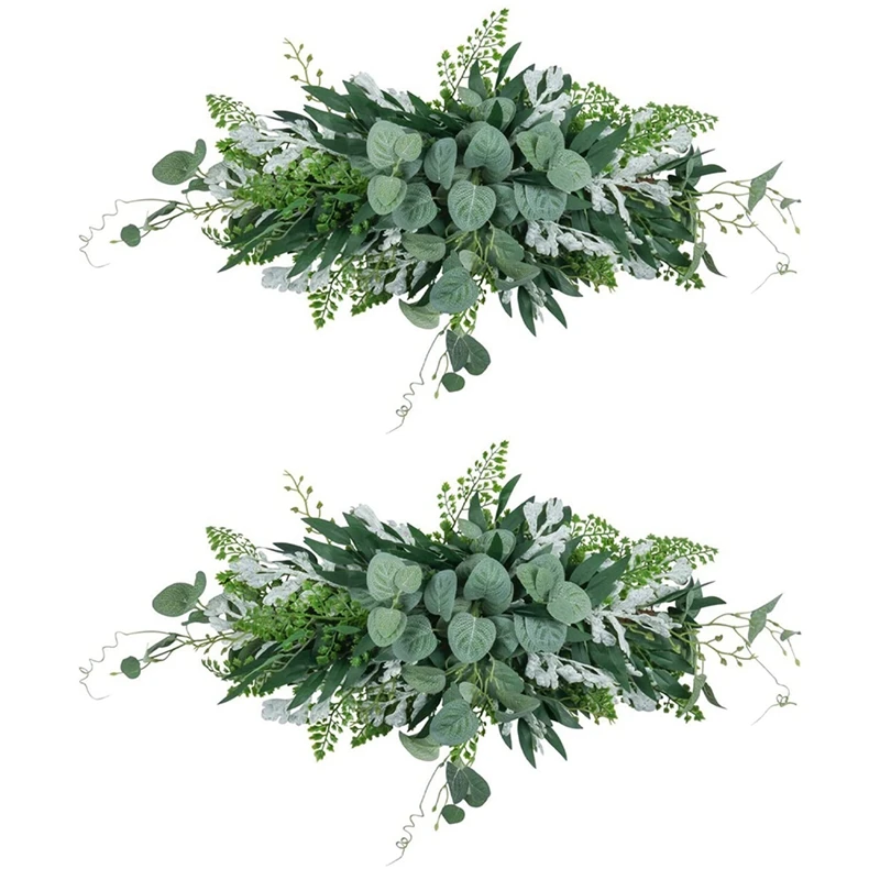

3X Greenery Swag Artificial Front Door Wreath Hanging Eucalyptus Leaves Garland For Home Window Wall Wedding Arch Decor