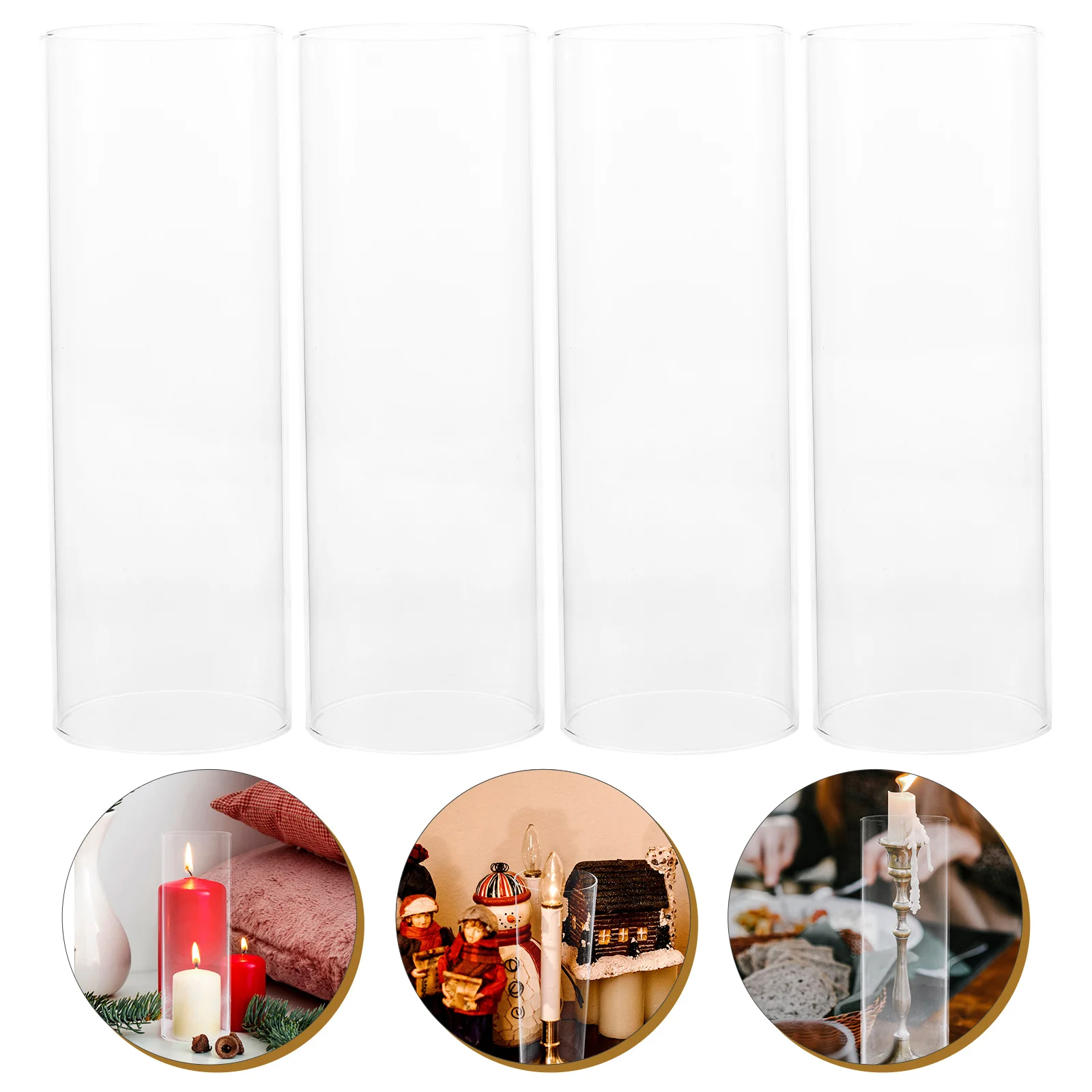 

4 PCS Glass Cylinder Cover Containers Mainstays Candles Cap Craft Covers High Borosilicate Decorative Clear Cups