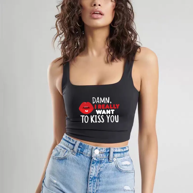 Горячая одежда Kiss You для женщин сексуальные губы новый модный милый тонкий топ