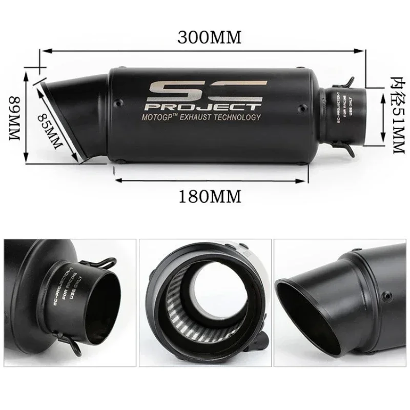Выхлопная труба мотоцикла 51 мм/60 мм для Kawasaki 200 350 Suzuki Gsxr600 Yamaha R25 R3 аксессуары