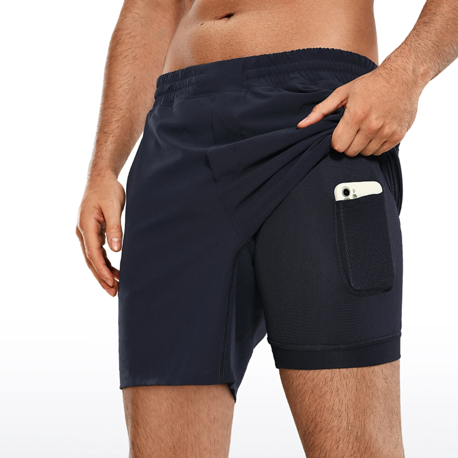 CRZ YOGA Men's 2 in 1 Running Shorts with Liner - 7'' Quick Dry Workout Sports Athletic Shorts with Pockets