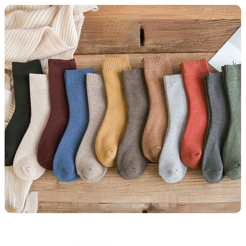 Socks Women's Autumn and Winter Thick Warm Socks Women Solid Color Socks Tube Cotton Towel Socks Japanese Women Men Winter Socks