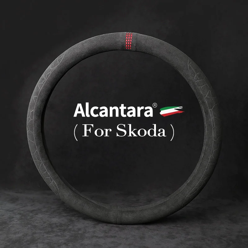

38CM For Skoda Octavia Fabia Kamiq Citigo Yeti Kushaq Superb Kodiaq Karoq Scala Enyaq iV Anti-slip Car Steering Wheel Cover