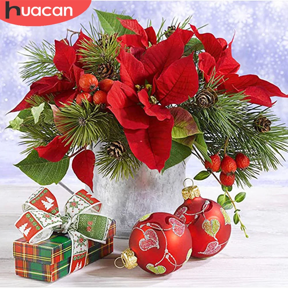 

HUACAN 5D DIY Diamond Painting Flower Full Diamond Mosaic Vase Christmas Embroidery Rhinestone Pictures Home Decor