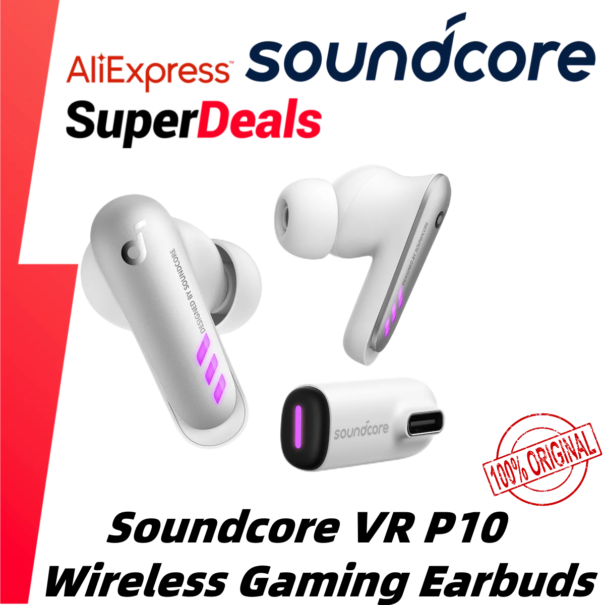 Soundcore VR P10 Wireless Gaming Earbuds 30ms Low Latency Dual Connection Bluetooth Accessories for Meta Oculus Quest 2 adapter