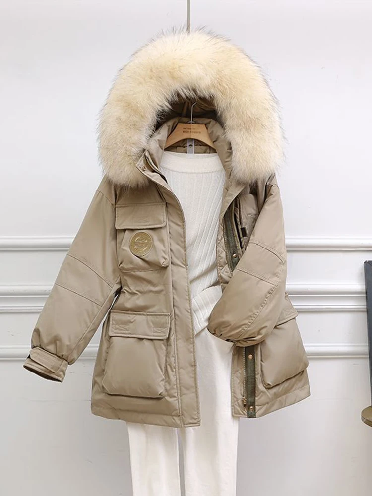 AZYT Big Fur Collar Hooded Parkas Women 2022 Winter Thicken Down Jackets Female Casual Windproof Warm Women Winter Jacket