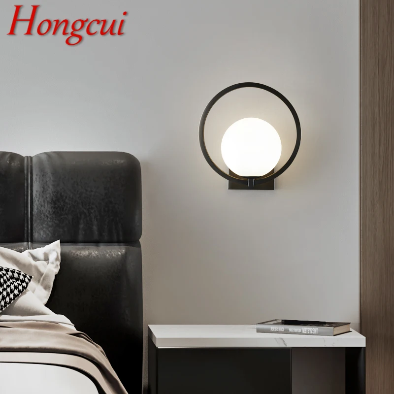

Hongcui Modern Black Brass Wall Lamp LED Vintage Creative Sconce Light for Home Bed Living Room Decor