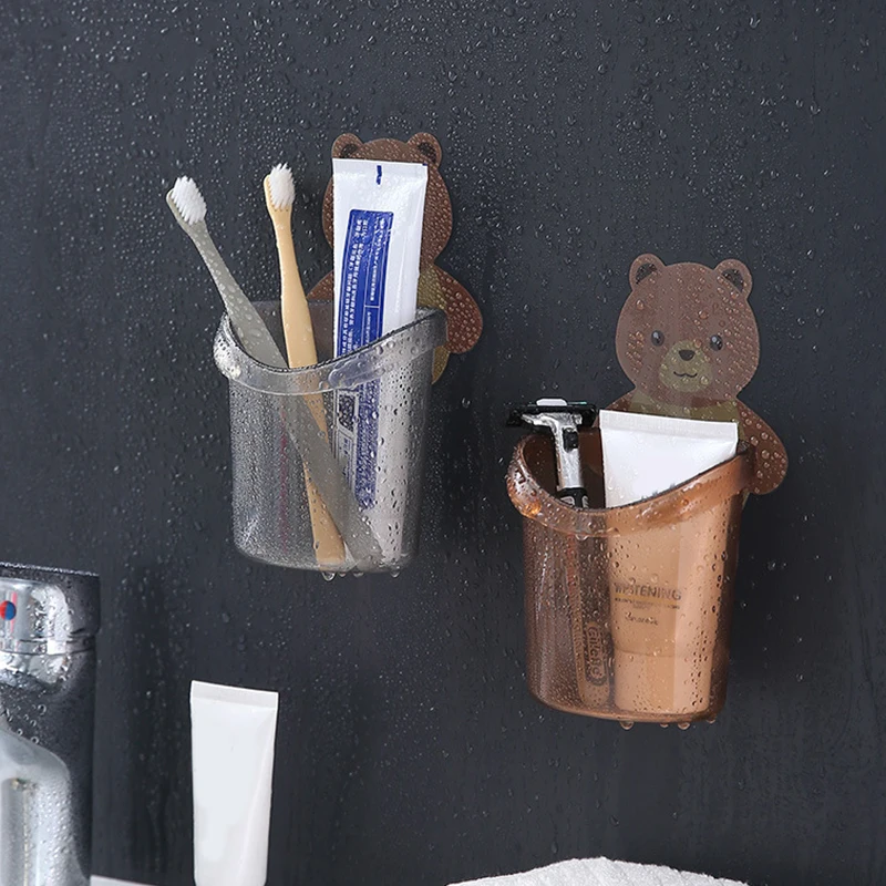 

Bathroom Toothbrush Holder Toothpaste Storage Rack Wall Mount Toothbrush Stand