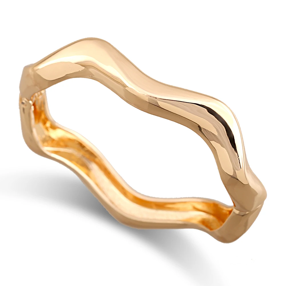 

New Arrival Exquisite Minimalist Wave Shape Open Bangle Women's Personalized Simple Bracelet Statement Costume Jewelry Accessory