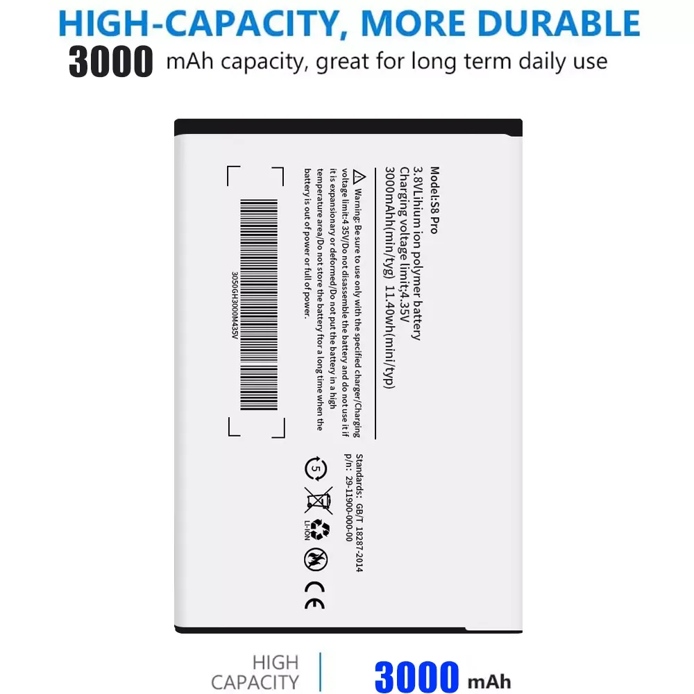 

NEW PINZHENG 3000mAh Mobile Phone Battery For Ulefone S8 S8 Pro Replacement Bateria 5.3inch MTK6737 MTK6580 Mobile Phone Batteri