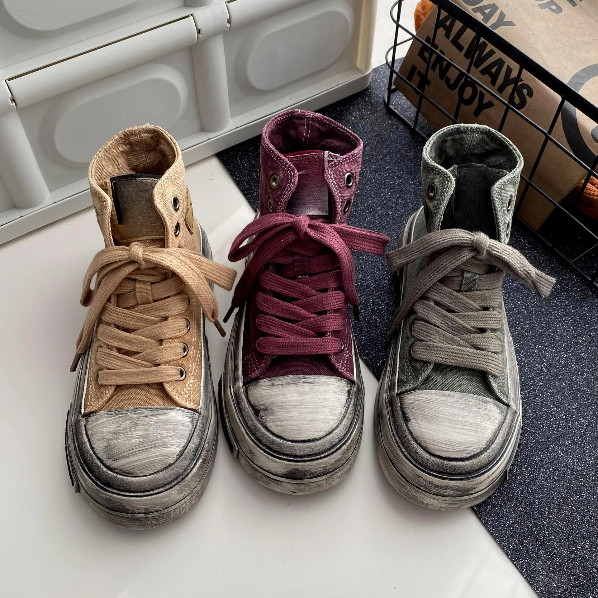 Женские парусиновые туфли с высоким берцем | AliExpress