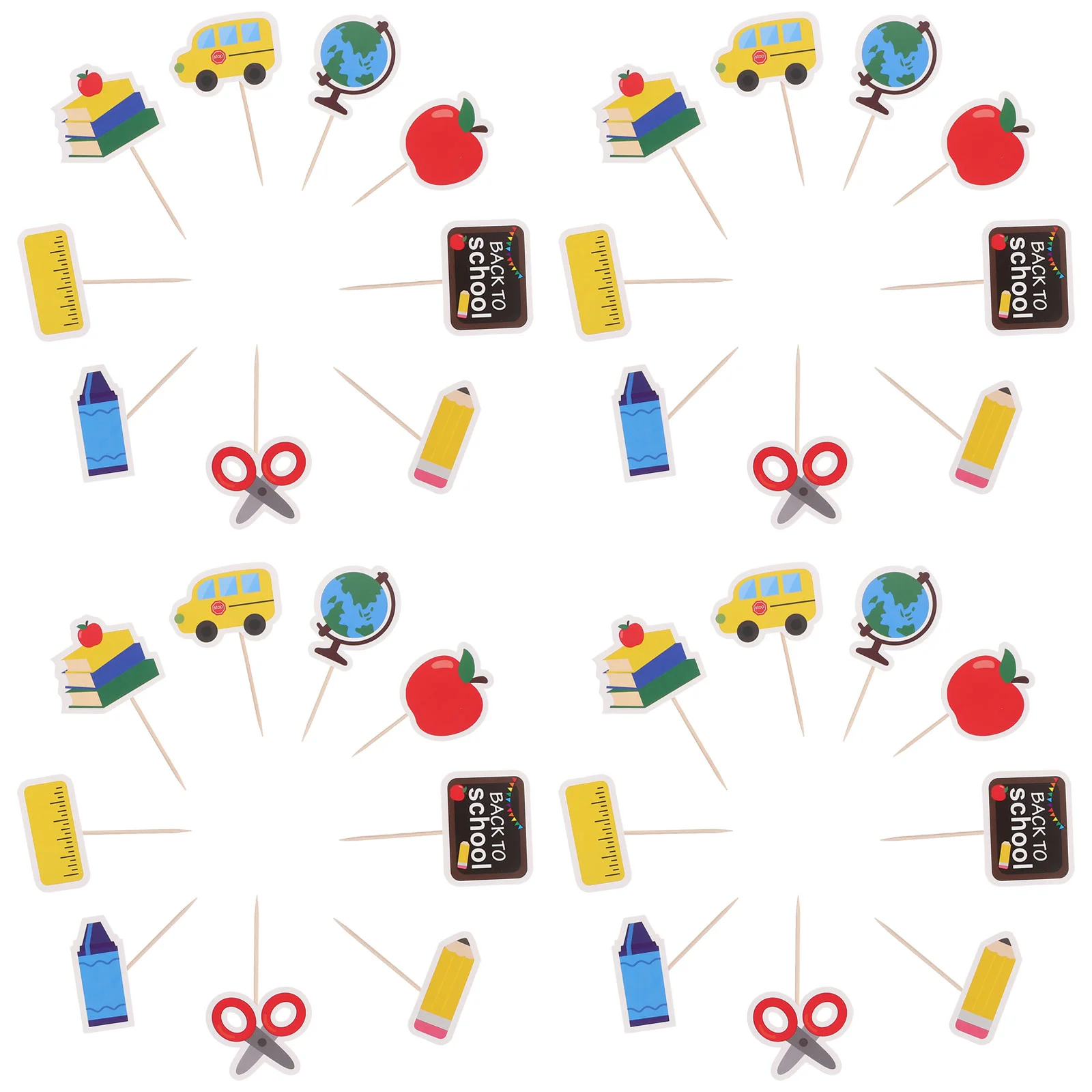 

School Back To Toppers Cupcake Cake Teacher Party Topper Picks Decorations Toothpicks Welcome First Dessert Day Themed Of Bus