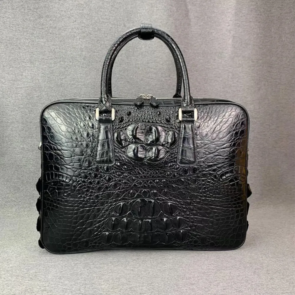 Фото Мужской портфель из натуральной кожи крокодила, деловая сумка из натуральной кожи крокодила, высококачественная мужская сумка через плечо, сумка для ноутбука №1