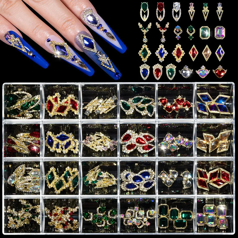 1Box Metal Brand Nail Charms Gems Rhinestones Luxury Nail Art Alloy Diamonds Crystal Decorations DIY Manicure Accessories Supply