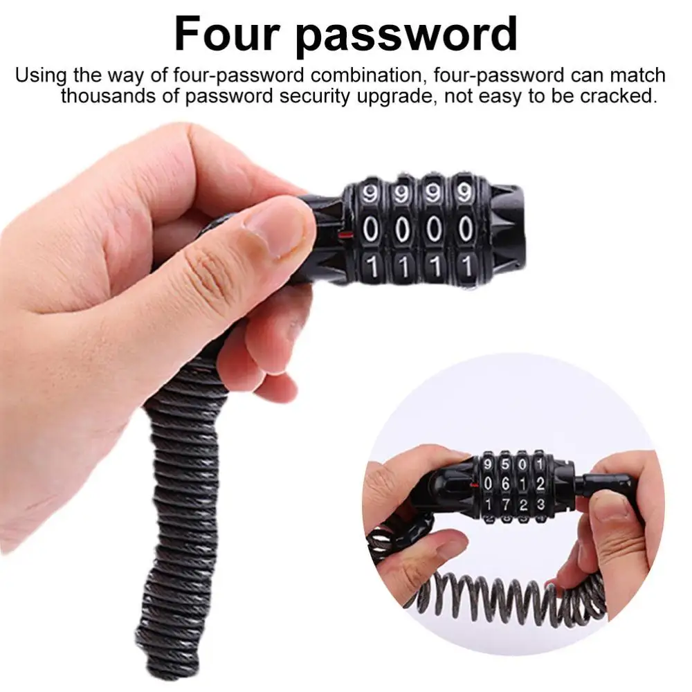 

Multifunction Bicycle Steel Wire 4 Digit Password Anti-theft Security Bike Lock Bicycle Accessories