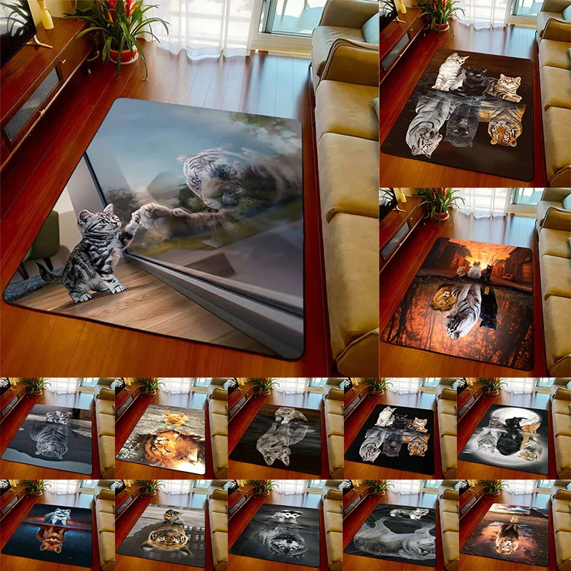 Милый отражающий ковер с животными ковры для гостиной спальни кота Льва тигра