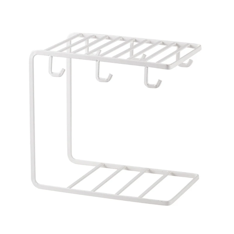 

Coffee Cup Storage Holder Iron Coffee Plate Storage 6 Cups Anti-rust Hanging Cup Holder Kitchen Storage 2 Colors