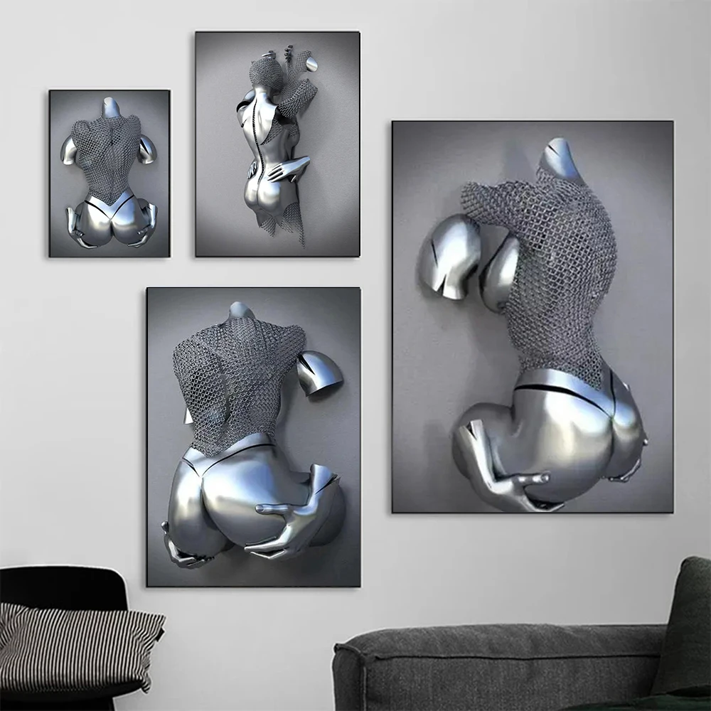 

Металлическая Статуя, холст, художественные картины, романтические абстрактные постеры и настенные картины с принтом для современного интерьера, украшение для дома
