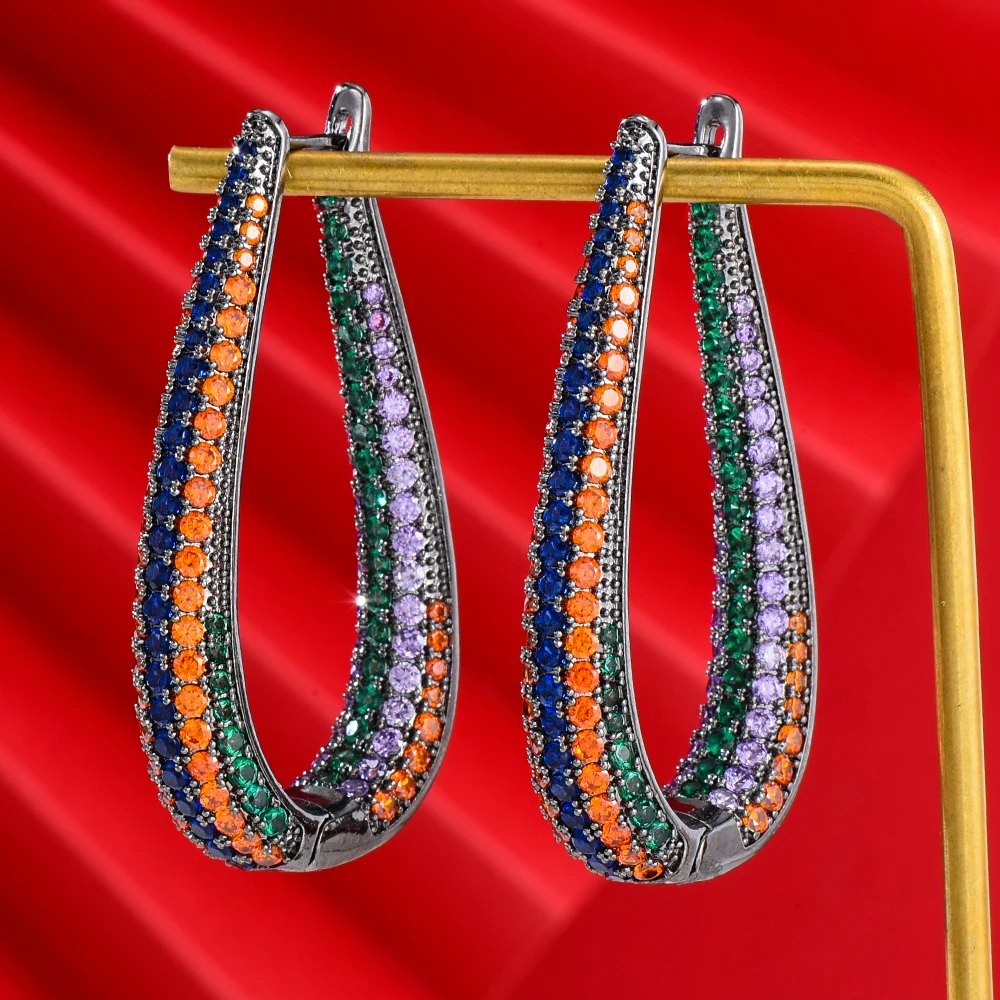 Женские Разноцветные серьги Siscathy, U-образные серьги с фианитами, свадебные ювелирные украшения, 2022