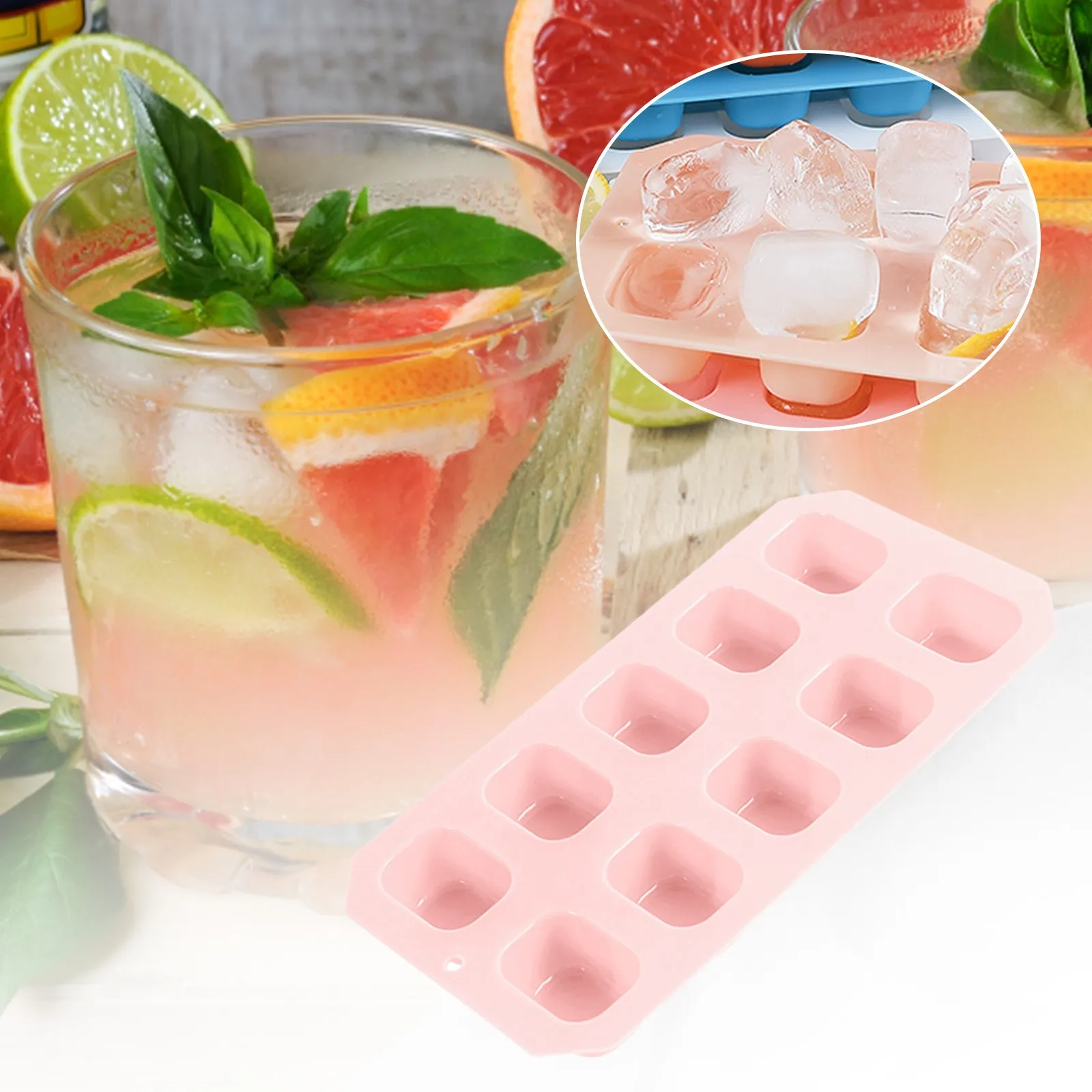 Гибкие силиконовые формы для заморозки льда виски 10 штабелируемые простые лотки