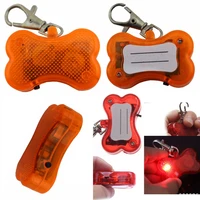 pet dog cat id tag safety led flashing light bone shaped plastic pendant collar night light tag