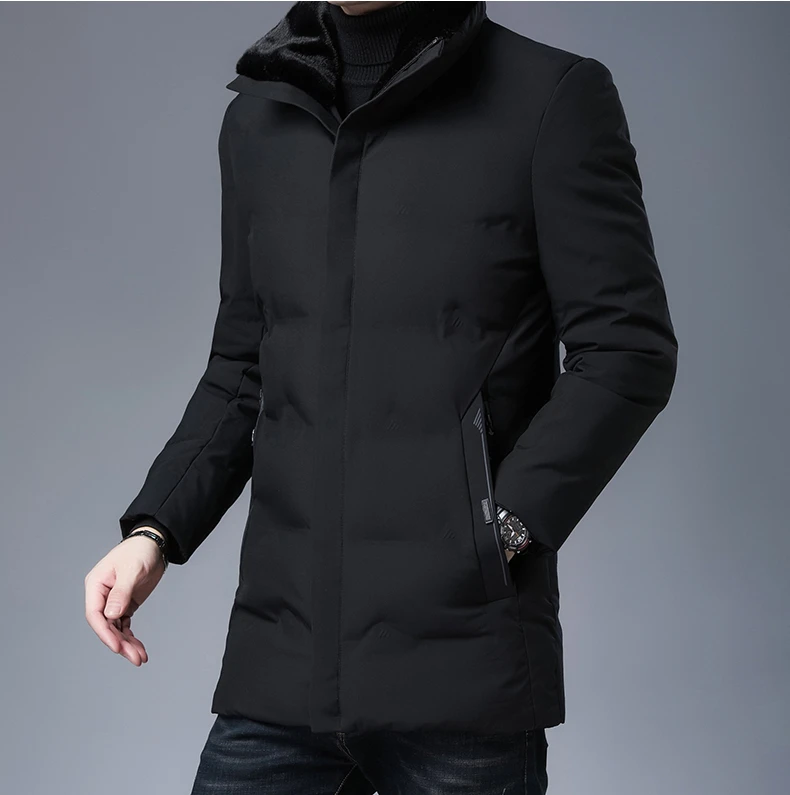 

Men's Winter Fashion 2022 New Fashion Men's Collar Parka Solid Color Jacket Thick Jackets and Coats Man Winter Coat Q263