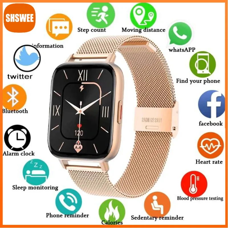 

For Xiaomi Huawei New 1.69 Inch Bluetooth Answer Call Smart Watch Women Men Full Touch Dial Call Fitness Tracker IP67 Waterproof