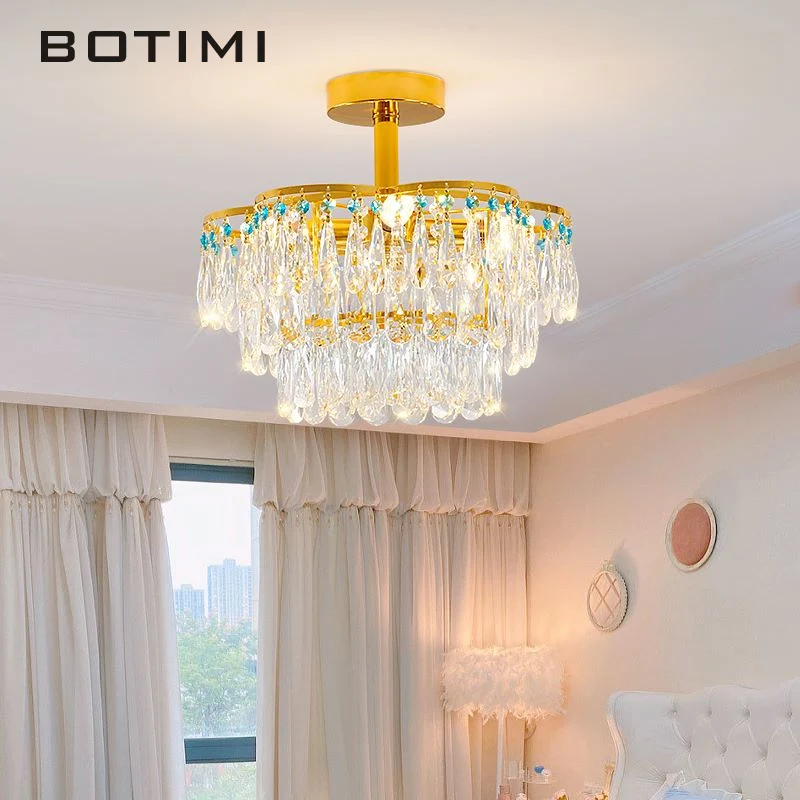 

Современные хрустальные люстры BOTIMI, золотые люстры, освещение, роскошная столовая лампа, домашний декор, золотой E14 подвесной блеск