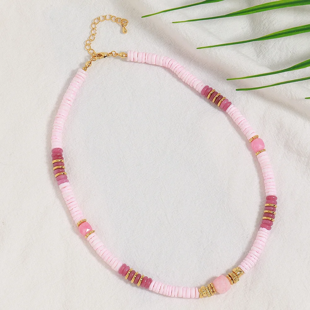 

Natural Shell Pink Necklace Irregular Shell Choker For Women Girl Summer Party Beach Natural Stone Necklaces Daily Wear Jewelry