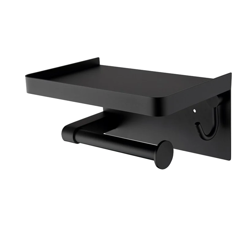 

Toilet Paper Holder With Phone Shelf Stainless Steel Wall Mounted Toilet Paper Shelf Rustproof Bathroom Roll Holder