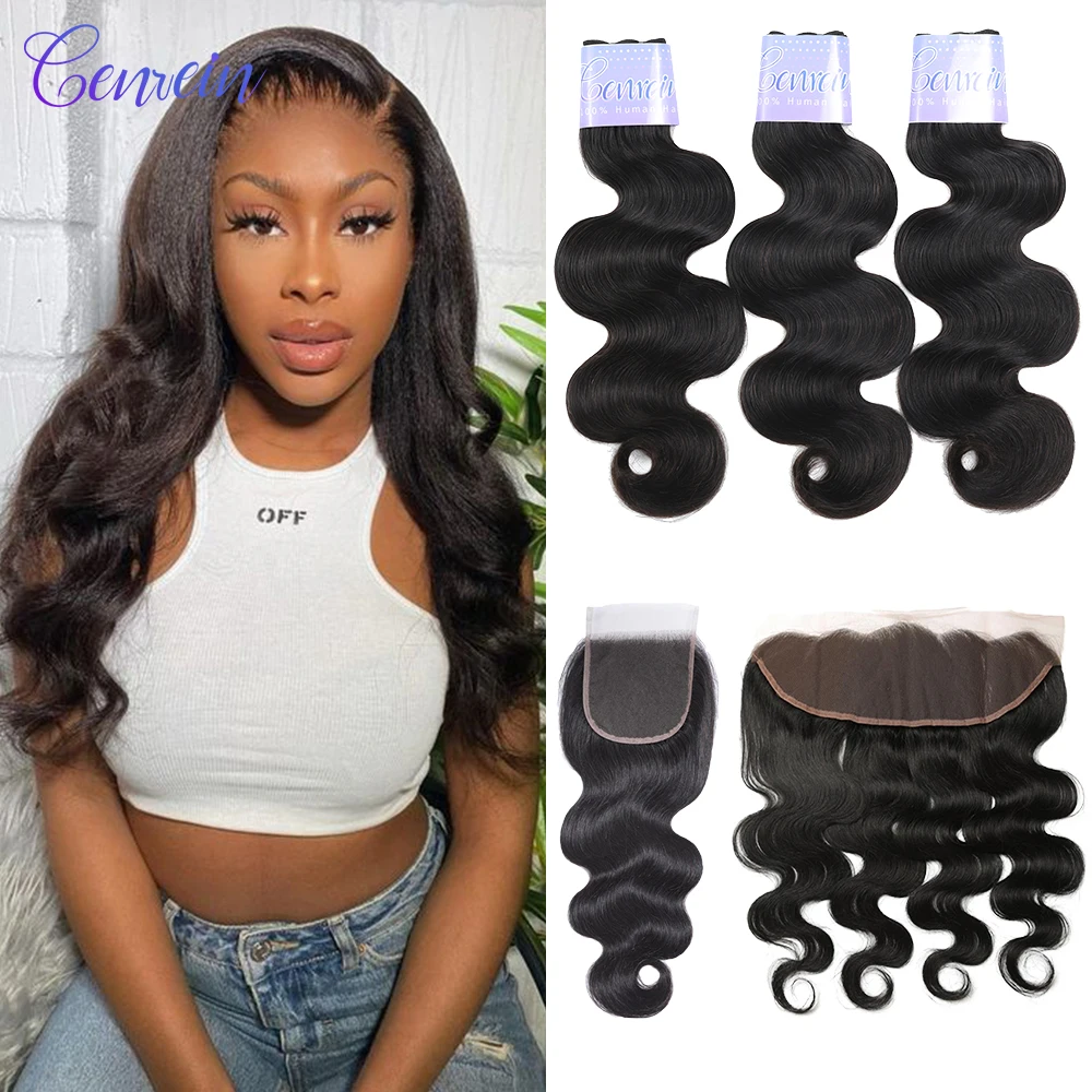 

Genrein 12A Double Drawn Body Wave 3 Bundles With 13x4 Lace Frontal 4x4 Lace Closure Vietnamese Hair Raw Virgin 100% Human Hair