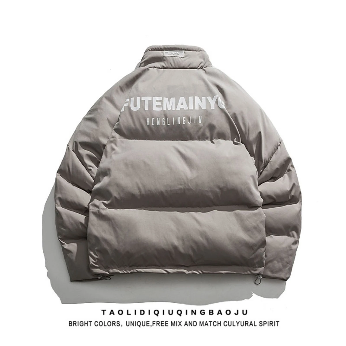 2022 Japanese Tide Sign Letter Embroidery Stand Collar Cotton Suit Women Winter Couple Loose Thick Bread Coat Cotton Jacket