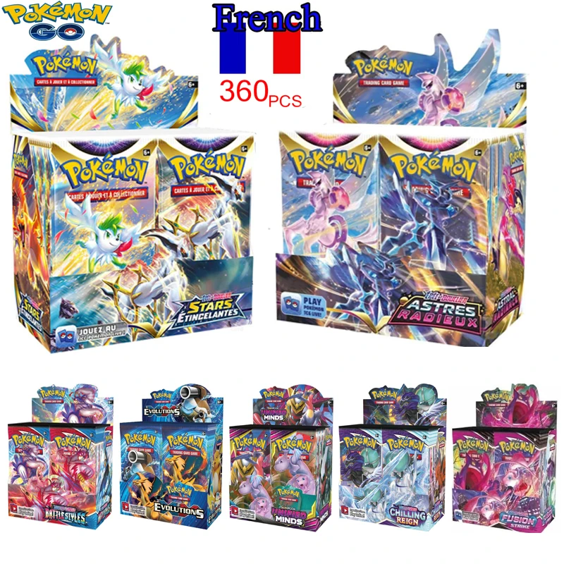 

Newest Pokemon Cards French/English/Spanish 360pcs Brilliant Stars Booster Box Dark Ablaze Trading Card Game Collection Card Toy