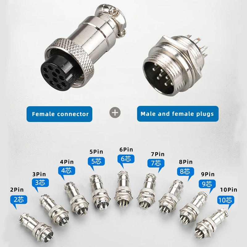 GX16 DF16 2 3 4 5 6 7 8 9-контактный промышленный штекер и гнездо Lc-кабеля авиационный