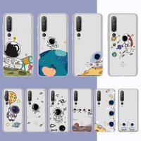 yndfcnb cute astronaut phone case for samsung a51 a52 a71 a12 for redmi 7 9 9a for huawei honor8x 10i clear case