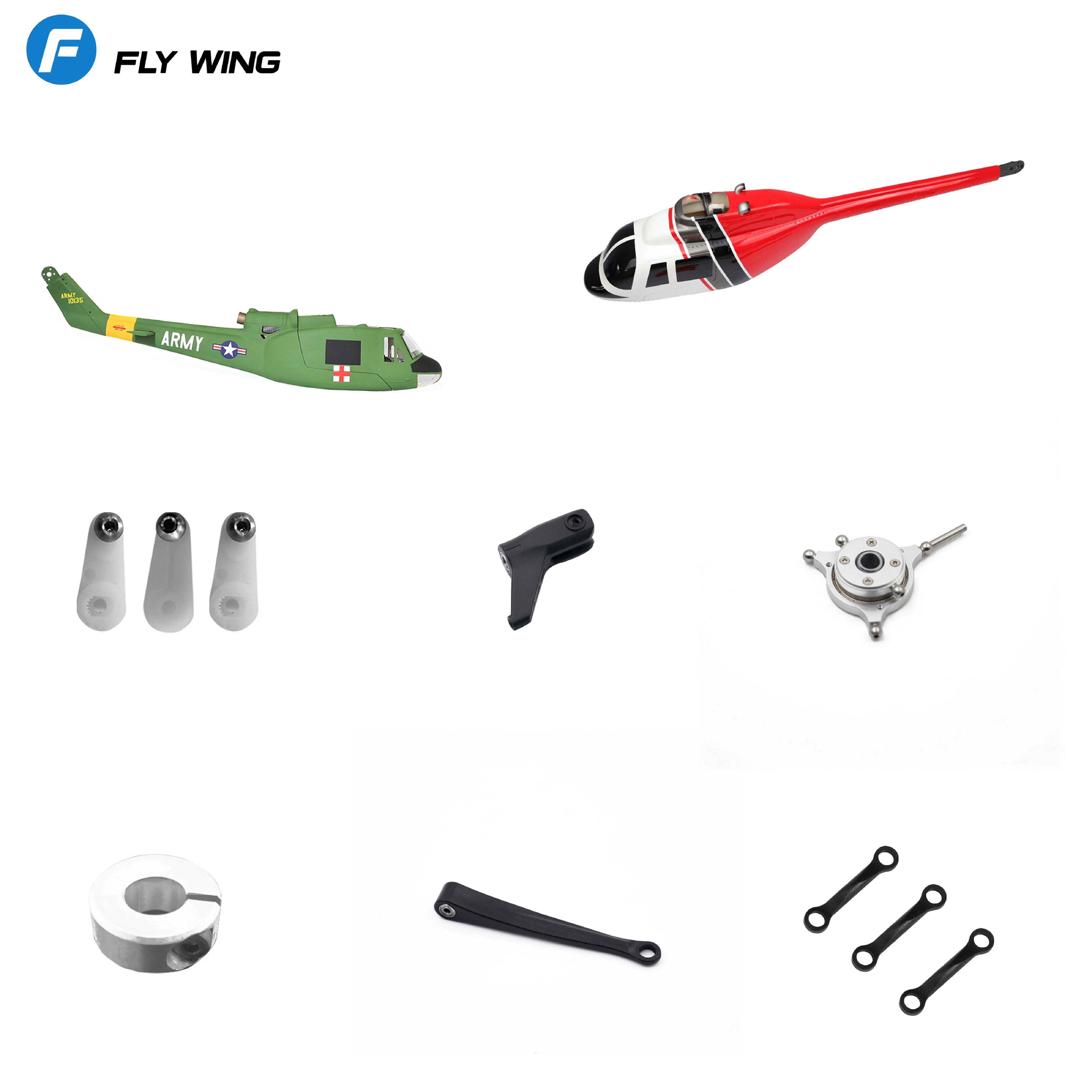 Bell-206 UH-1 Scale Helicopter Spare parts motor propeller gear servo arm pull rod Crosshead main axis Horizontal axis etc