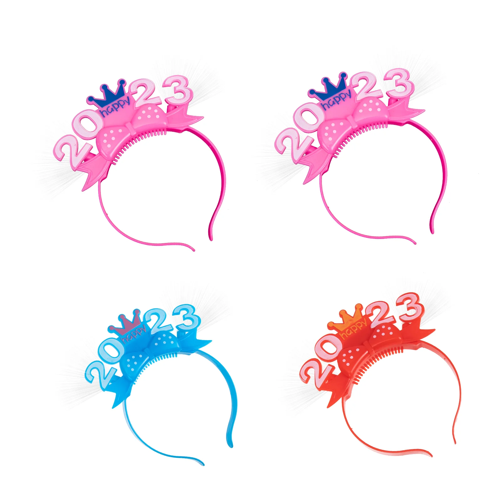 4pcs Light Headbands 2023 Fiber Optic Headbands New Year Party Favors