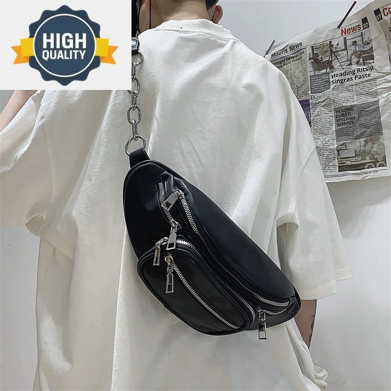 Мужская нагрудная сумка с несколькими карманами, модная Водонепроницаемая вместительная сумка через плечо из искусственной кожи, 2023