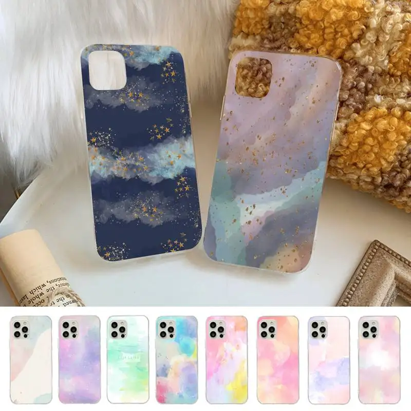 

Watercolor Square Phone Case for iPhone 11 12 13 Mini Pro Max 8 7 6 6S Plus X 5 SE 2020 XR XS Case shell