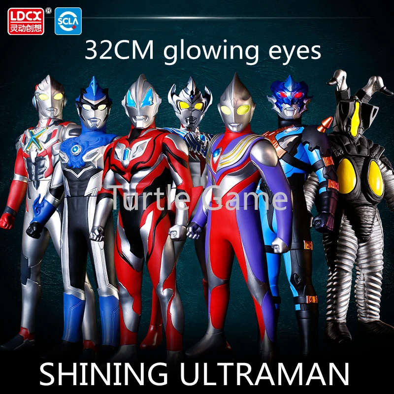 

32CM Original LDCX SHINING ULTRAMAN Action Figure glowing eyes Ultraman Zero Taiga Geed Orb Tiga Tregear Zetton boy toy gift