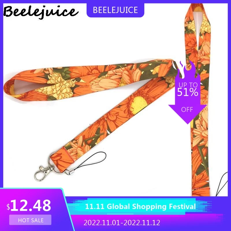 

24pcs Vintage Sunflowers Lanyard Neck Strap Art Anime Fashion Lanyards Bus ID Name Work Card Holder Accessories Decorations Kids