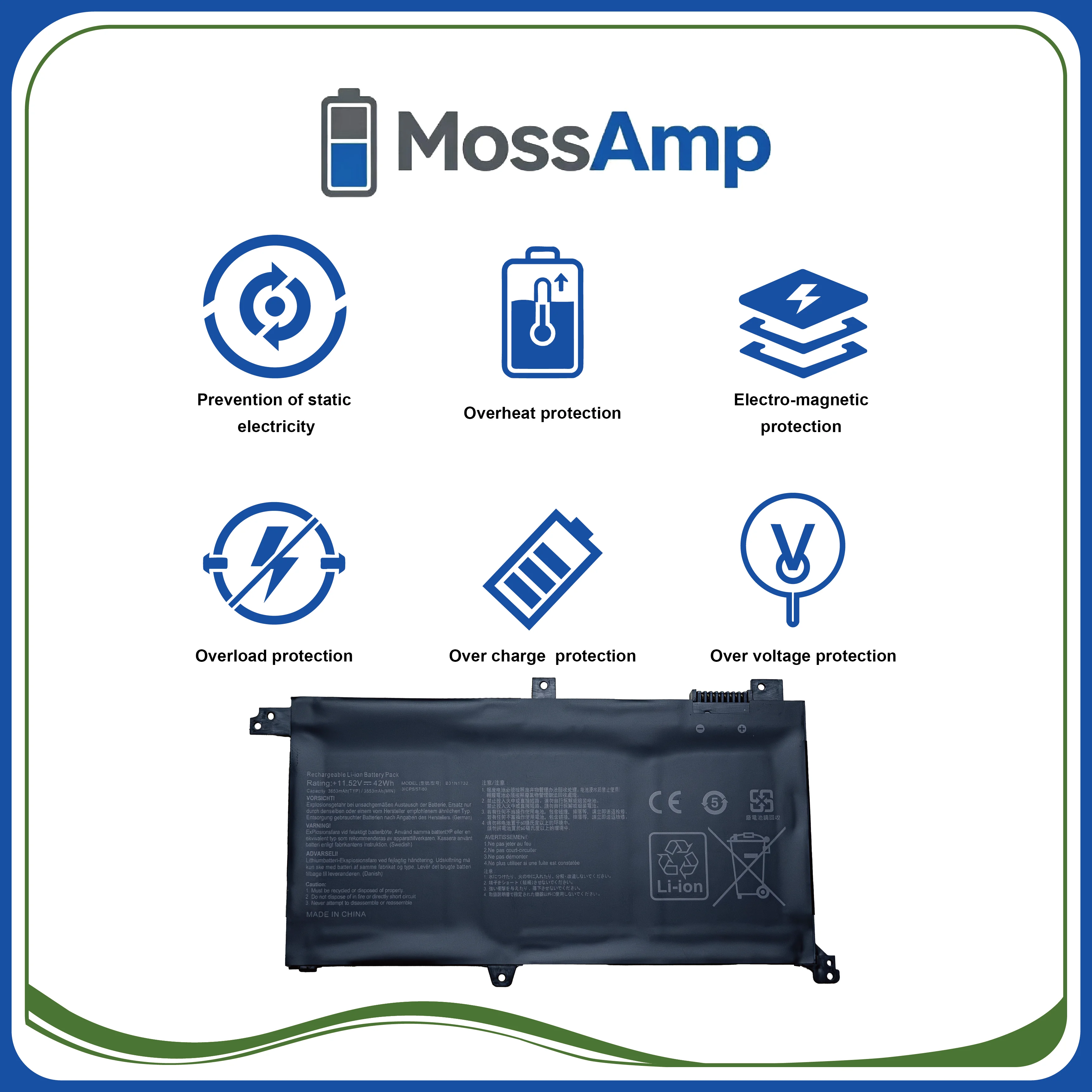 MossAmp B31N1732 для ASUS VivoBook S14 X430UA X430UF X430UN X430FA X430FN S4300F S4300U X571GT X571LH X571G (art.: 3920da7aa288b) - 3920da7aa288b