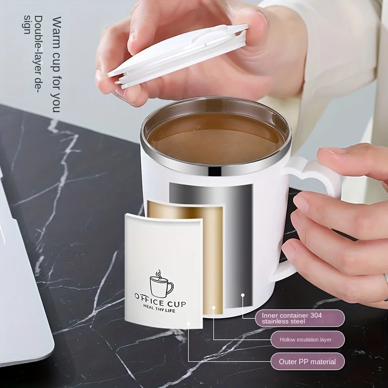 Кружка из нержавеющей стали с крышкой подходит для офиса чашки водой портативная