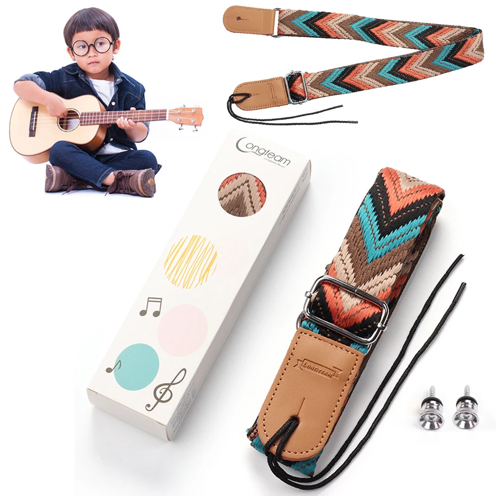 Guitar Instrument Strap Adjustable Jacquard Embroidered Straps for Classical Mandolin Banjo