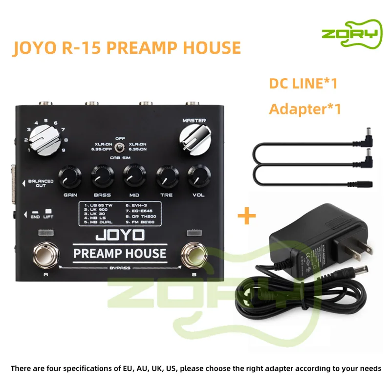 

JOYO R-15 Preamp House Multi Effect Pedal 18 Tones 9 AMPs Preamp Simulator With Distortion & Clean Dual Channel R Guitar Pedal