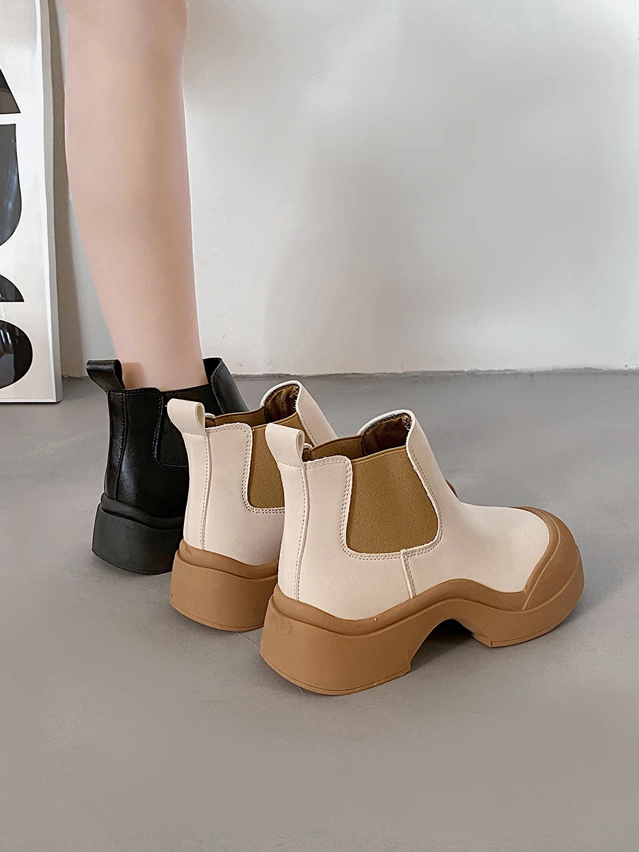 

Женские ботильоны на высоком каблуке, черные ботинки с круглым носком, в стиле «Лолита», прочные, без застежки, на резиновой подошве, в римском стиле, на шнуровке, для осени, 2023
