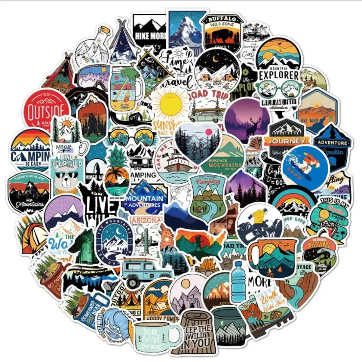 

30/50/100 Sheets Cross-border Explosive Outdoor Small Fresh Cute Cartoon Stickers Skateboard Guitar Suitcase Waterproof Stickers