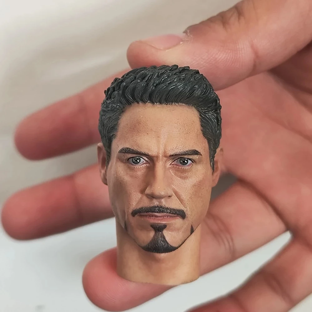 

1/6 Scale Tony Robert Downey Jr. Head Sculpt Head Carving Model Fit 12'' Male Soldier Action Figure Body Dolls