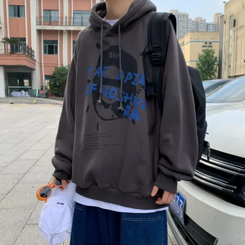 

Harajuku autumn and winter Hoodie fashion trend printed casual Hoodie loose hip hop Street Style Men's Sweatshirt rock suit