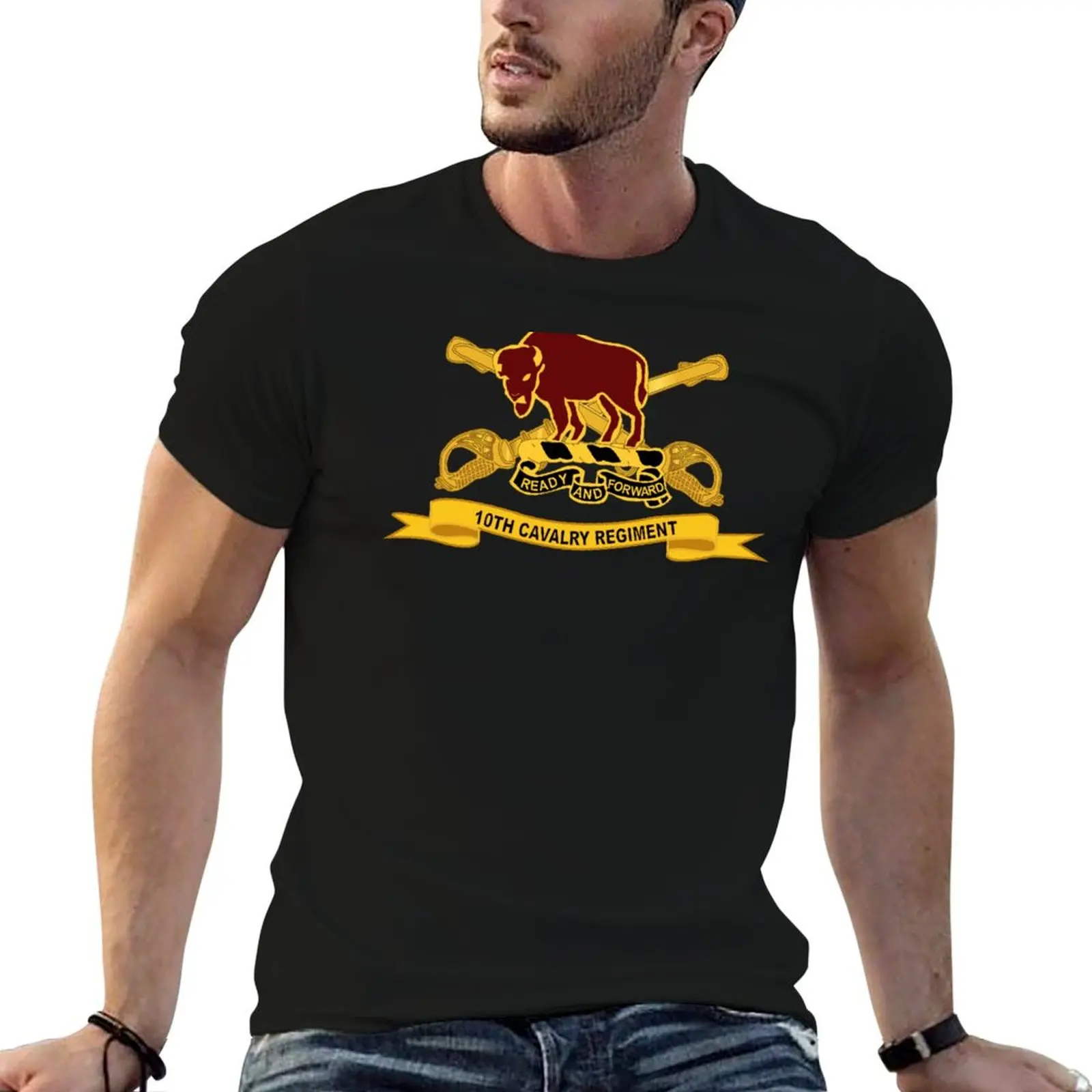 Фото Футболка Army-10th Cavalry Regiment w Br - Ribbon, мужская футболка с роскошным принтом, футболка для мужчин №1